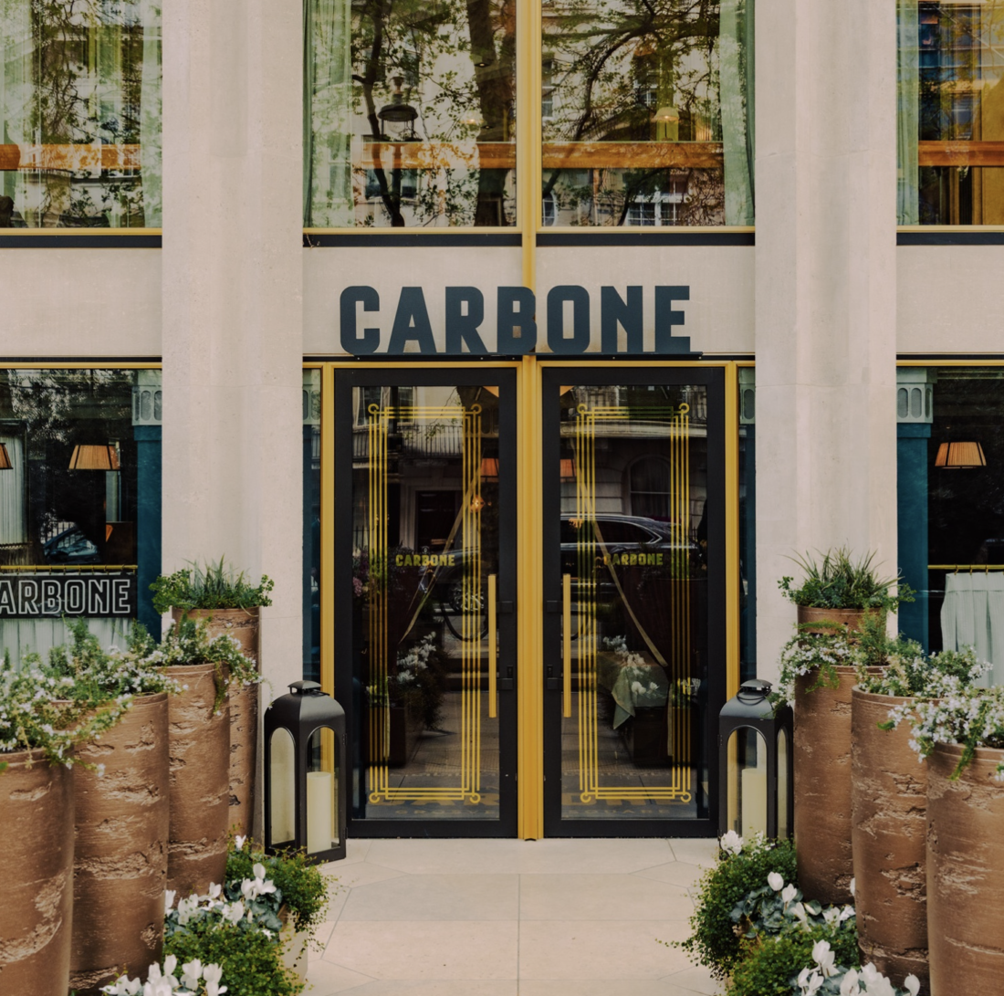 Fachada del restaurante CARBONE, el icónico concepto de cocina ítalo-americana que abrirá su primera sede en Polanco, Ciudad de México, en 2027.